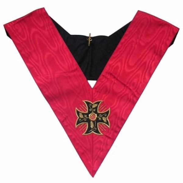 18th Degree Scottish Rite Masonic Collar - Pink Moire Inward-Patted Templar Cross-Collars-Masonic Makers