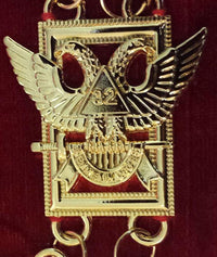 32nd Degree Scottish Rite Masonic Chain Collar - Wings Up Gold Plated-Chain Collars-Masonic Makers