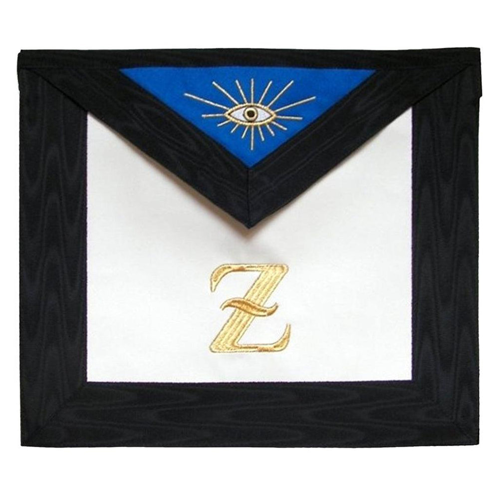 4th Degree Scottish Rite Masonic Apron - White, Blue with Black Moire-Aprons-Masonic Makers