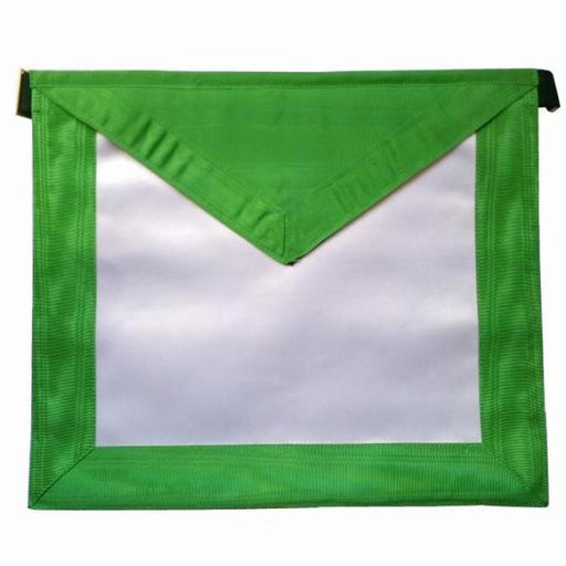 5th Degree Scottish Rite Masonic Apron - White with Green Borders Satin-Aprons-Masonic Makers