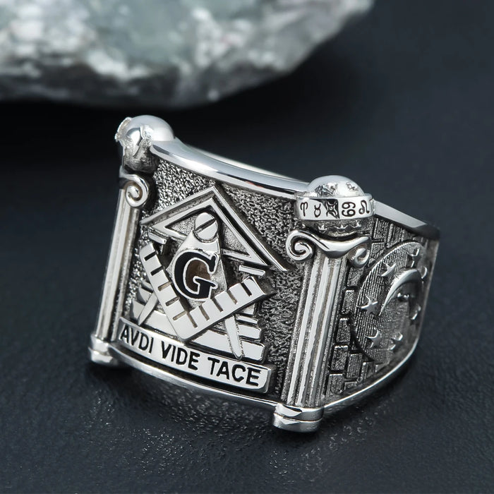 Master Mason Blue Lodge Silver Masonic Ring - High Quality Crafted