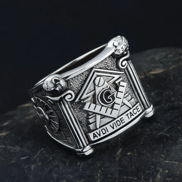 Master Mason Blue Lodge Silver Masonic Ring - High Quality Crafted