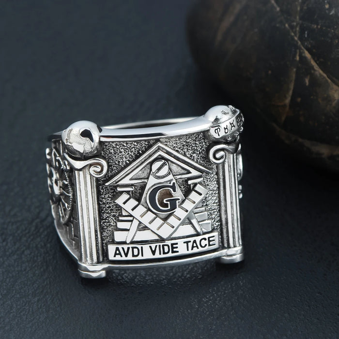 Master Mason Blue Lodge Silver Masonic Ring - High Quality Crafted