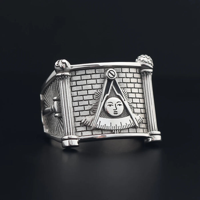 Past Master Blue Lodge Silver Masonic Ring - High Quality Crafted