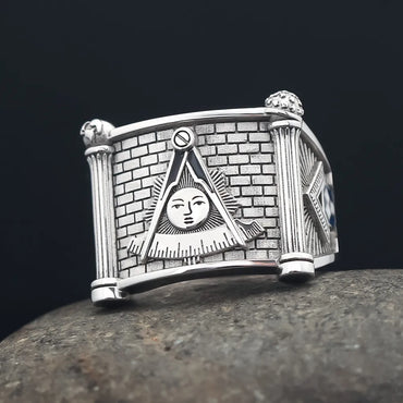 Past Master Blue Lodge Silver Masonic Ring - High Quality Crafted