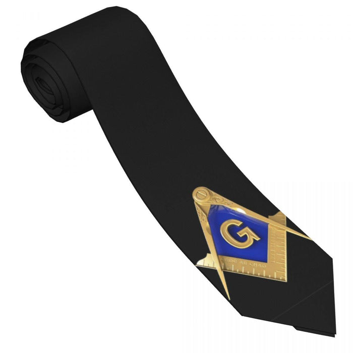 Black Masonic Tie With Freemason Symbol - Masonic Neckties-Ties-Masonic Makers