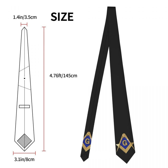 Black Masonic Tie With Freemason Symbol - Masonic Neckties-Ties-Masonic Makers