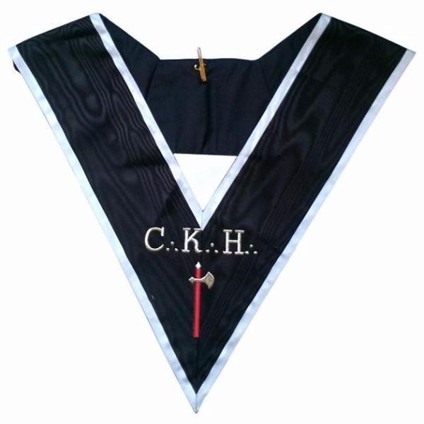 Chevalier Grand Introducteur 30th Degree French Masonic Collar - Black Moire with White Borders-Collars-Masonic Makers