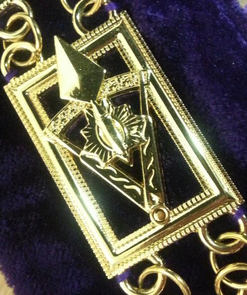 Council Masonic Chain Collar - Gold Plated on Blue Velvet-Chain Collars-Masonic Makers