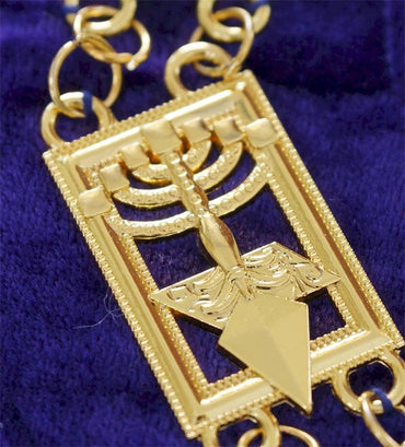 Council Masonic Chain Collar - Gold Plated on Purple Velvet-Chain Collars-Masonic Makers