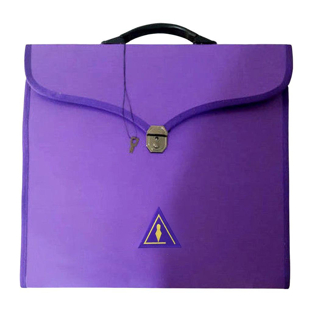 Council Purple Leather Masonic Apron Case-Apron Cases-Masonic Makers