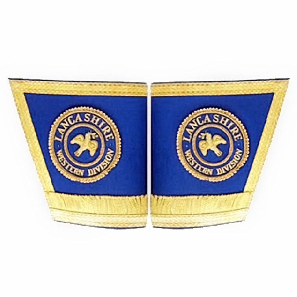 Craft English Regulation Masonic Cuff - Blue Hand Embroidered with Fringe-Cuffs-Masonic Makers