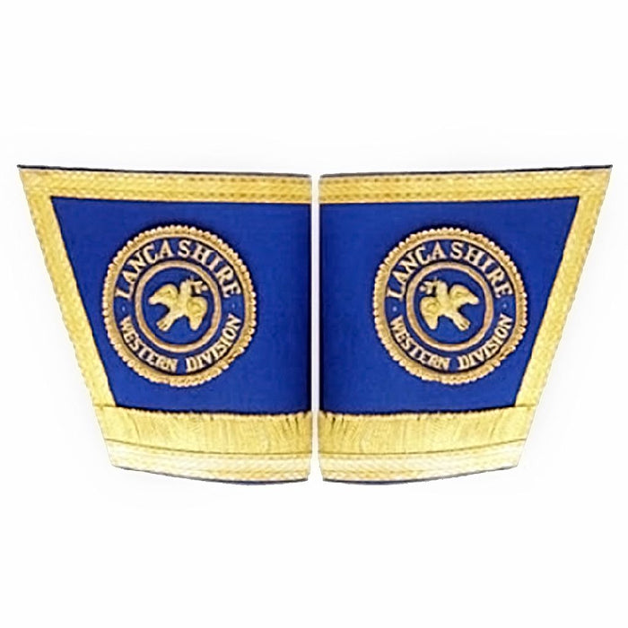 Craft English Regulation Masonic Cuff - Blue Hand Embroidered with Fringe-Cuffs-Masonic Makers