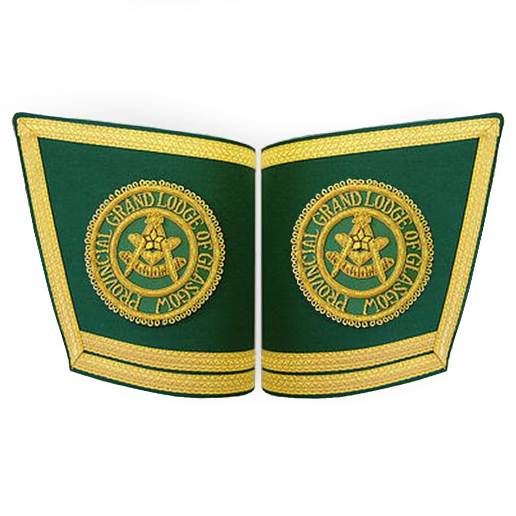 Craft Scottish Regulation Masonic Cuff - Green Hand Embroidered with Double Braid-Cuffs-Masonic Makers