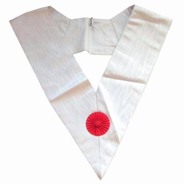 Deputy Scottish Rite French Masonic Collar - White Moire with Red Rosette-Collars-Masonic Makers