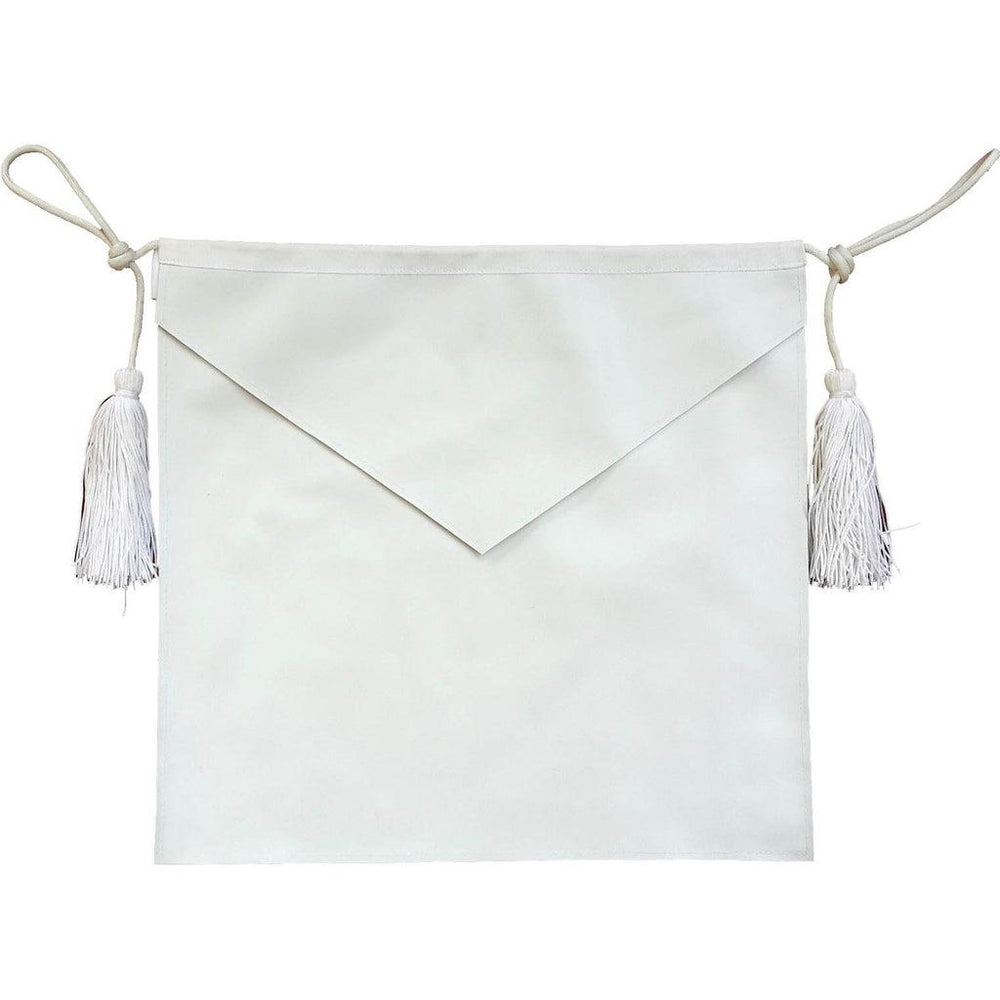 Entered Apprentice Blue Lodge Masonic Apron - All White Leather with Cords-Aprons-Masonic Makers