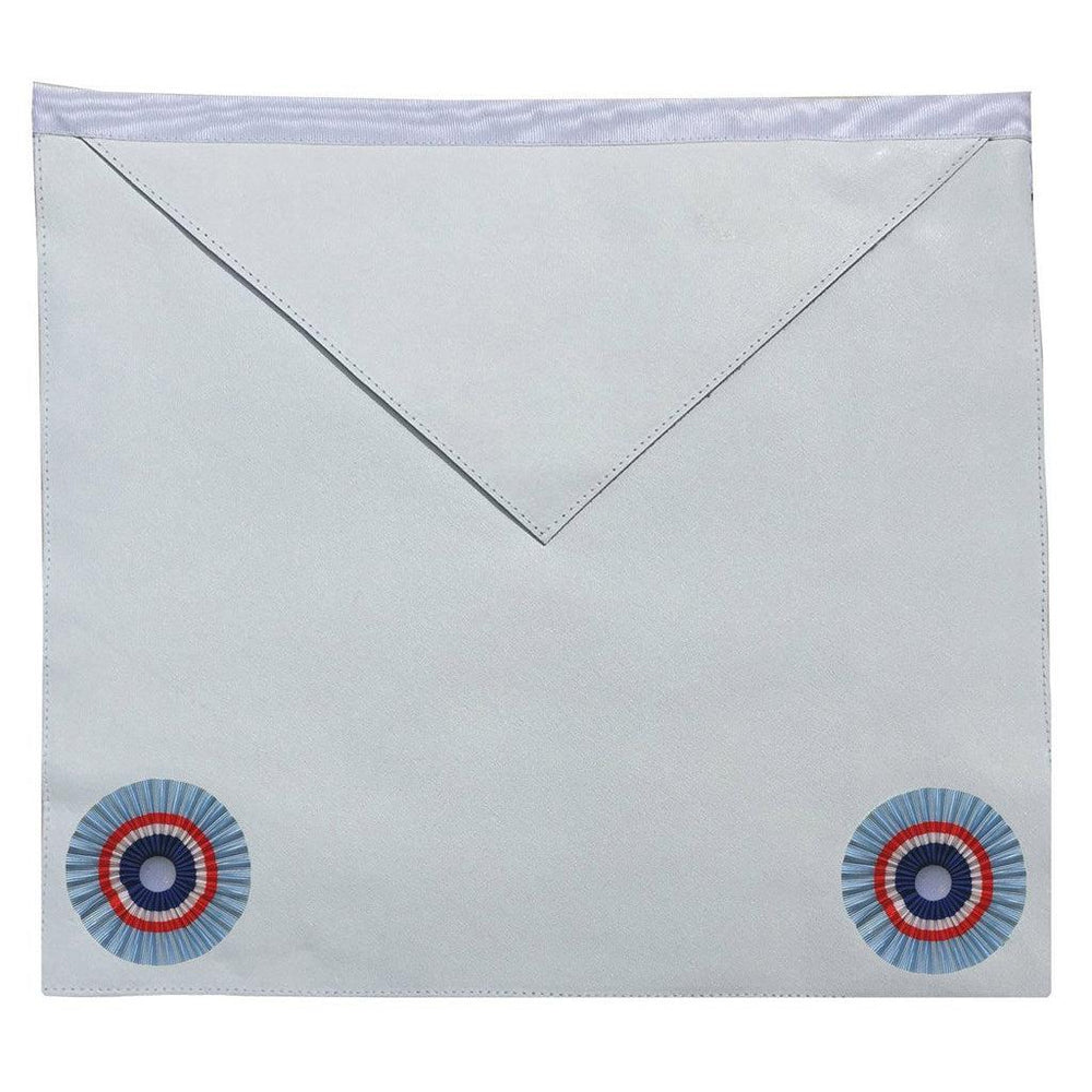 Fellowcraft Emulation Rite English Regulation Masonic Apron - White with Two Rosettes-Aprons-Masonic Makers