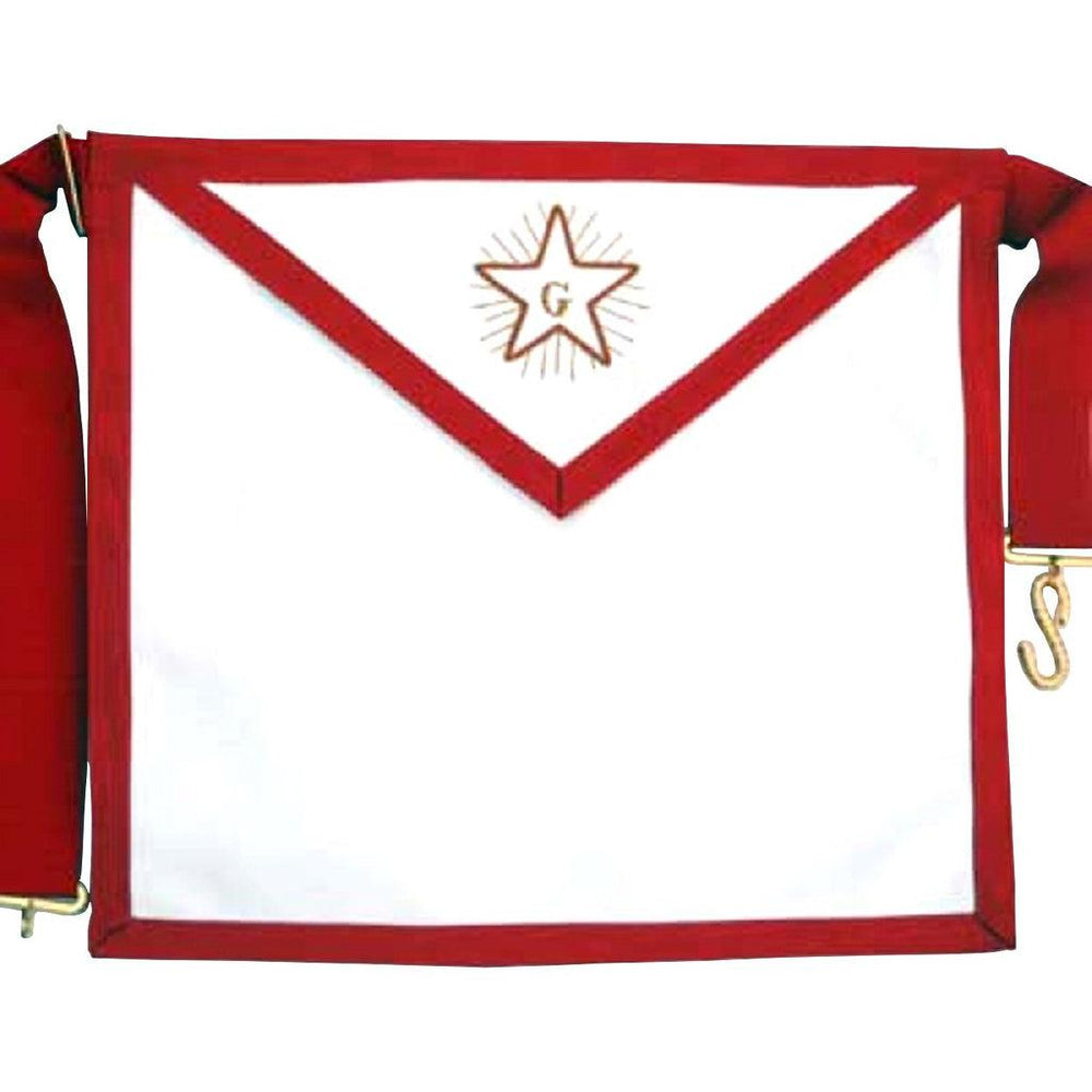 Fellowcraft Scottish Rite Masonic Apron - White with Thin Red Borders-Aprons-Masonic Makers