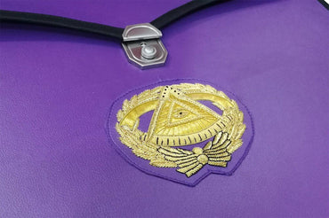 Grand Master Blue Lodge Masonic Apron Case - Purple Leather-Apron Cases-Masonic Makers