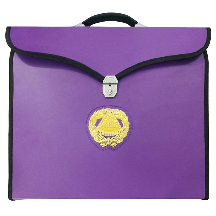 Grand Master Blue Lodge Masonic Apron Case - Purple Leather-Apron Cases-Masonic Makers