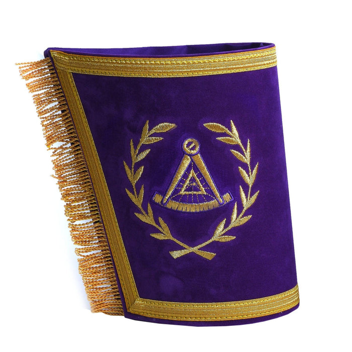 Grand Master Blue Lodge Masonic Cuff - Purple Hand Embroidery With Fringe-Cuffs-Masonic Makers