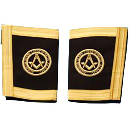 Grand Officers Malta Regulation Masonic Cuff - Black with Gold Hand Embroidery-Cuffs-Masonic Makers