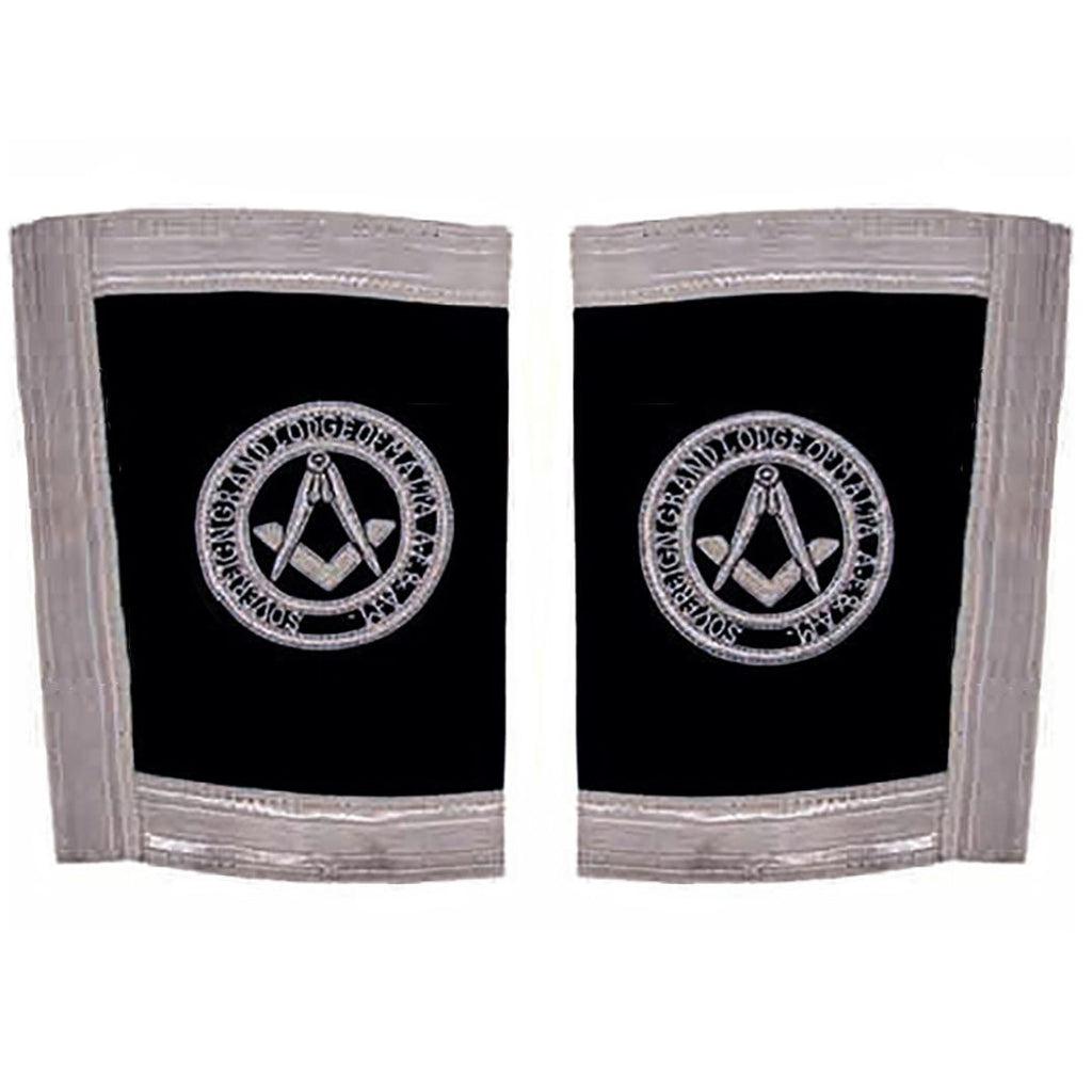 Grand Officers Malta Regulation Masonic Cuff - Black with Silver Hand Embroidery-Cuffs-Masonic Makers