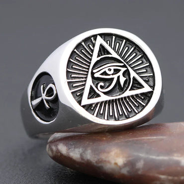 All Seeing Eyes Silver Masonic Ring - High Quality Crafted