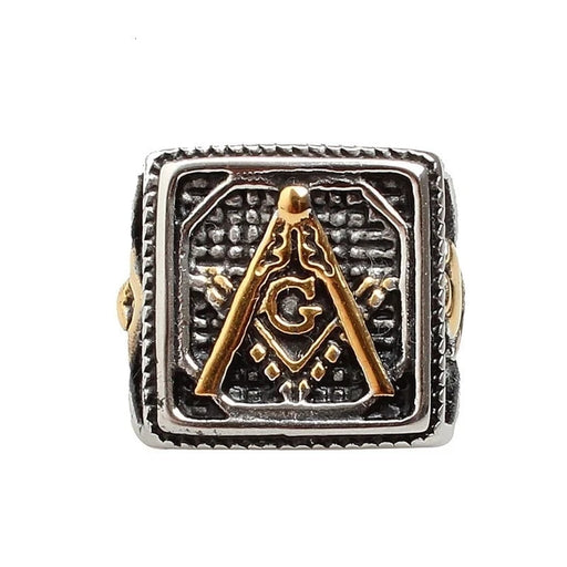 Master Mason Blue Lodge Silver Masonic Ring - Stainless Steel