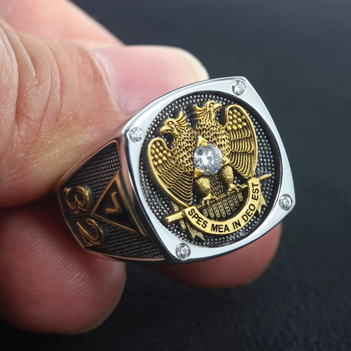 Scottish Rite 32 Degree Silver Masonic Ring - High Quality Crafted