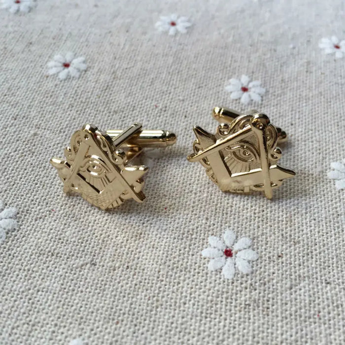 All Seeing Eye Freemasonry Masonic CuffLink - Gold Color