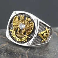 Scottish Rite 32 Degree Silver Masonic Ring - High Quality Crafted