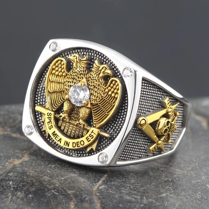 Scottish Rite 32 Degree Silver Masonic Ring - High Quality Crafted