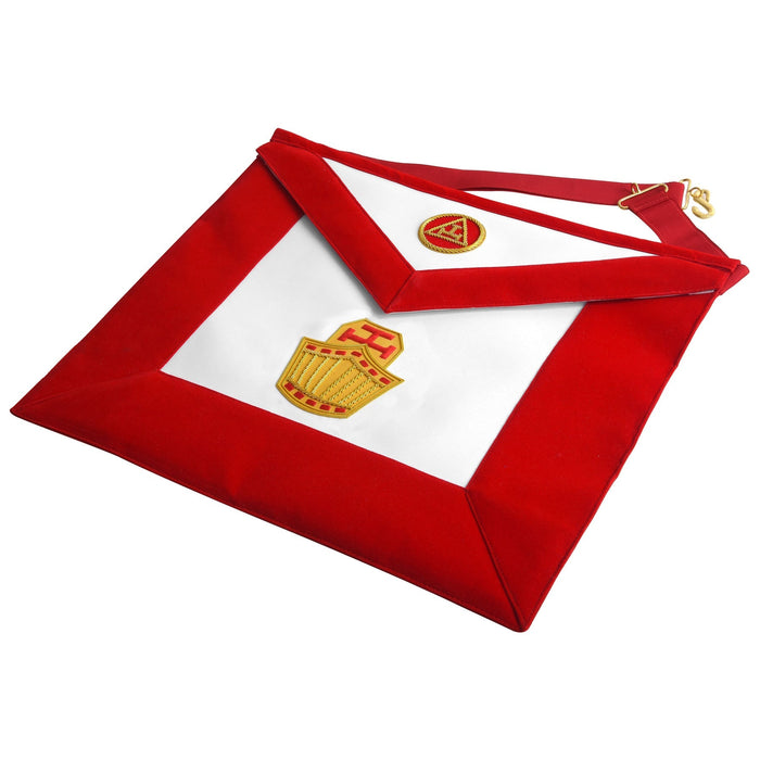 High Priest Royal Arch Chapter Masonic Apron - Red Velvet & Gold Embroidery-Aprons-Masonic Makers