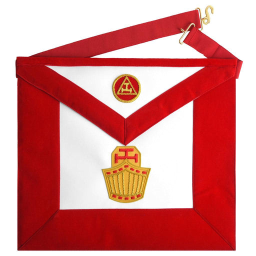 High Priest Royal Arch Chapter Masonic Apron - Red Velvet & Gold Embroidery-Aprons-Masonic Makers