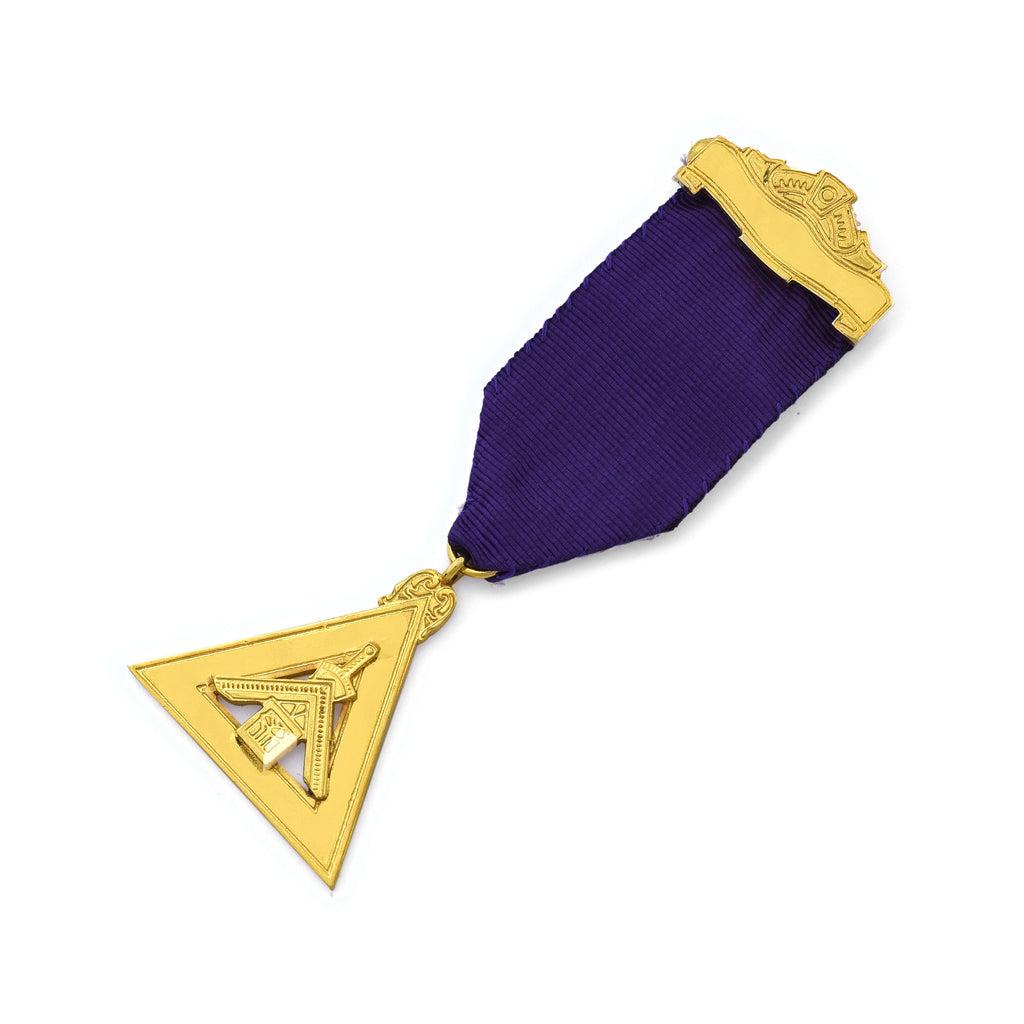 Illustrious Master Council Masonic Breast Jewel - Purple Ribbon Gold Plated-Breast Jewels-Masonic Makers