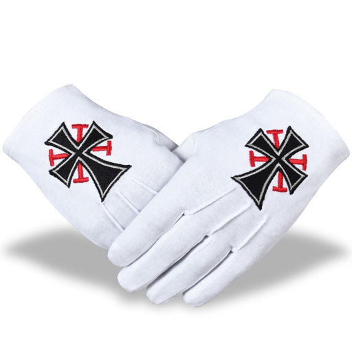 Knights Templar Commandery Masonic Glove - Black Cross-Gloves-Masonic Makers