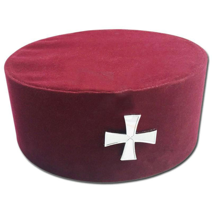 Knights Templar English Regulation Masonic Crown Cap - Maroon Velvet with Cross-Crown Caps-Masonic Makers