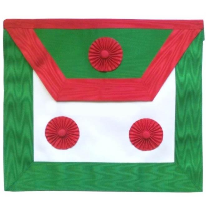 Knights of St. Andrew Scottish Rite Masonic Apron - White, Green & Red Moire-Aprons-Masonic Makers