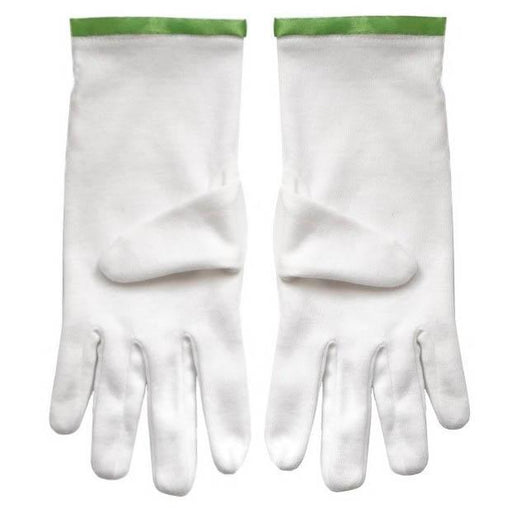 Knights of St. Andrew Scottish Rite Masonic Glove - White Cotton with Green Borders-Gloves-Masonic Makers