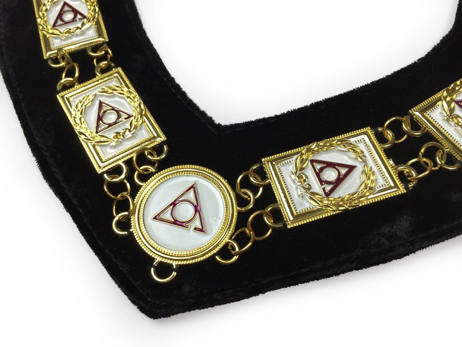 LOCOP PHA Masonic Chain Collar - Gold Plated on Black Velvet-Chain Collars-Masonic Makers