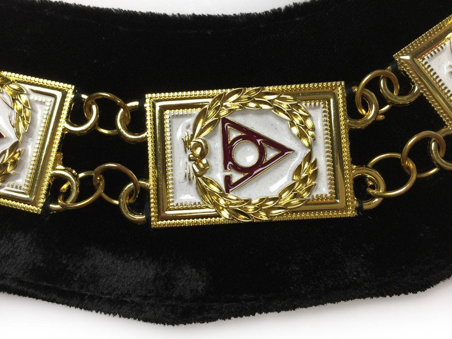 LOCOP PHA Masonic Chain Collar - Gold Plated on Black Velvet-Chain Collars-Masonic Makers