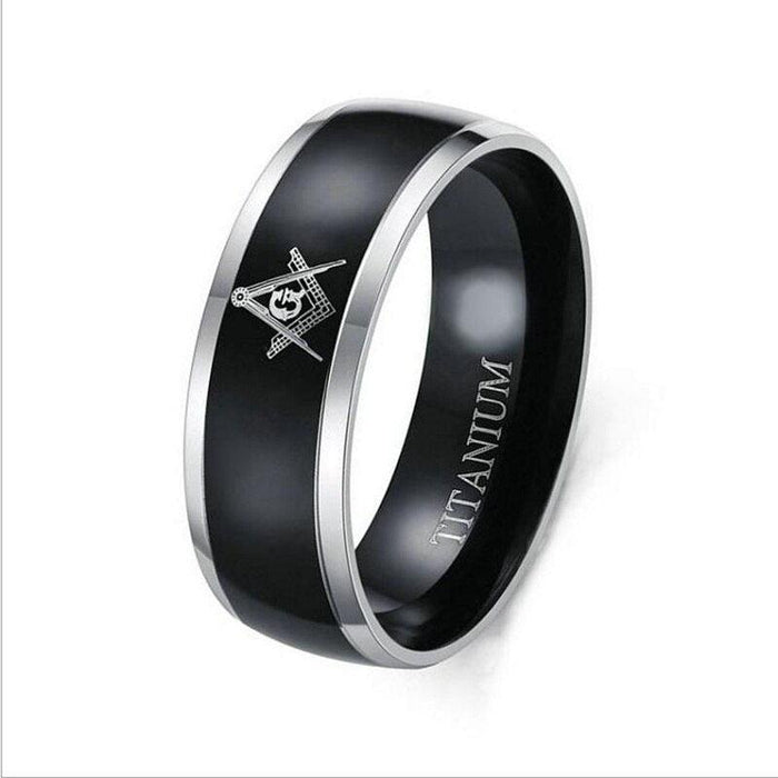 Master Mason Blue Lodge Black Masonic Ring - Stainless Steel-Rings-Masonic Makers