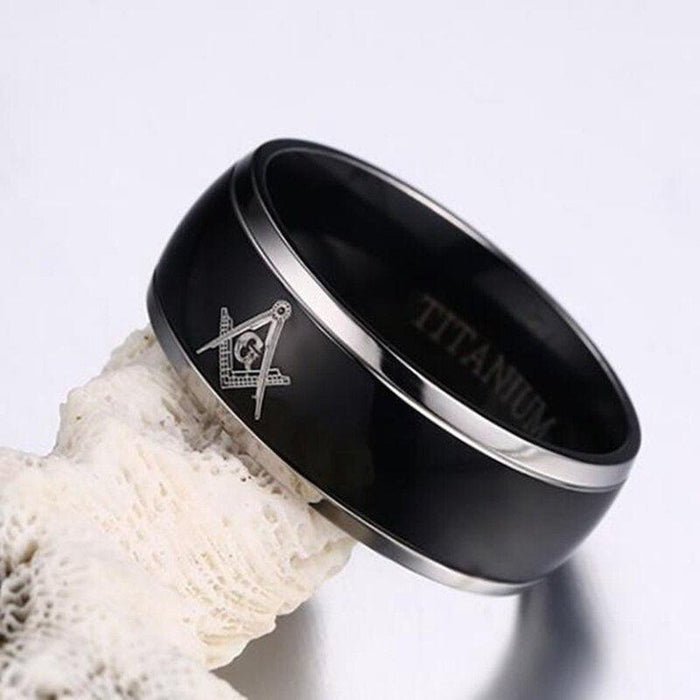 Master Mason Blue Lodge Black Masonic Ring - Stainless Steel-Rings-Masonic Makers