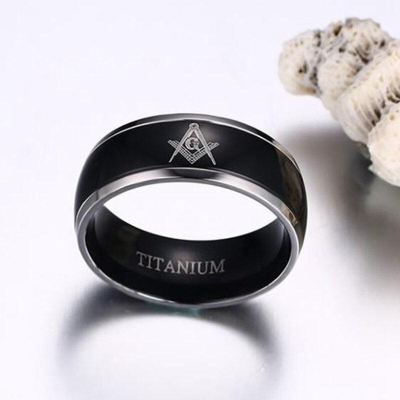 Master Mason Blue Lodge Black Masonic Ring - Stainless Steel-Rings-Masonic Makers