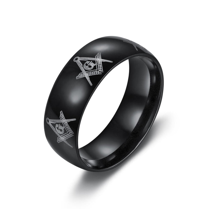 Master Mason Blue Lodge Black Masonic Ring - Stainless Steel-rings-Masonic Makers