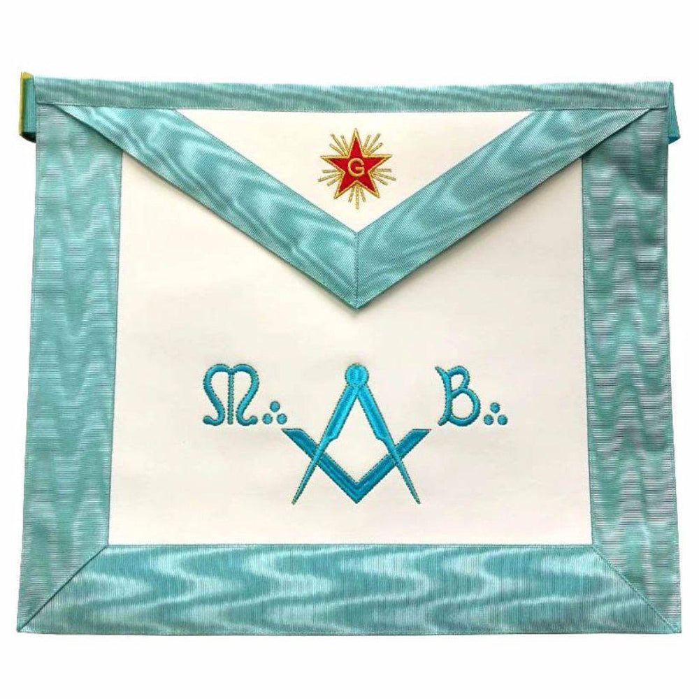 Master Mason Blue Lodge French Masonic Apron - Sky Blue Silk & Moire-Aprons-Masonic Makers