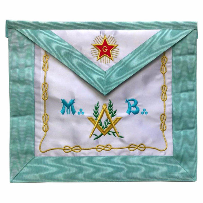 Master Mason Blue Lodge French Masonic Apron - Sky Blue Silk & Moire Star G-Aprons-Masonic Makers