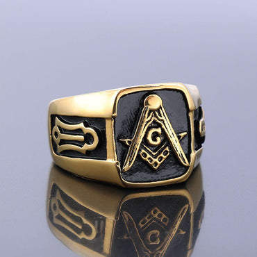 Master Mason Blue Lodge Gold Masonic Ring - Stainless Steel-rings-Masonic Makers