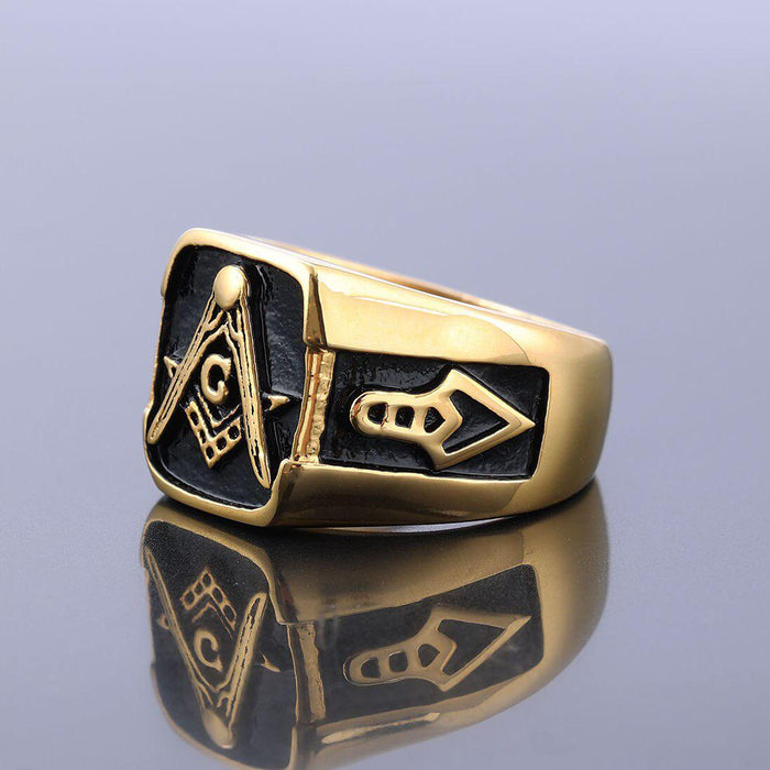 Master Mason Blue Lodge Gold Masonic Ring - Stainless Steel-rings-Masonic Makers